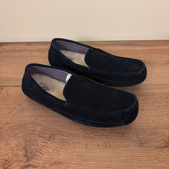 UGG Other - UGG Alder Slip-On Loafer In Black Men Size 8 Suede Wool Insole Comfort Warm